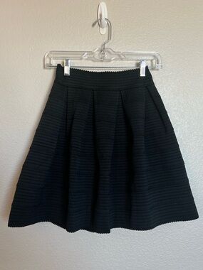 Express Black Textured Skater Skirt
